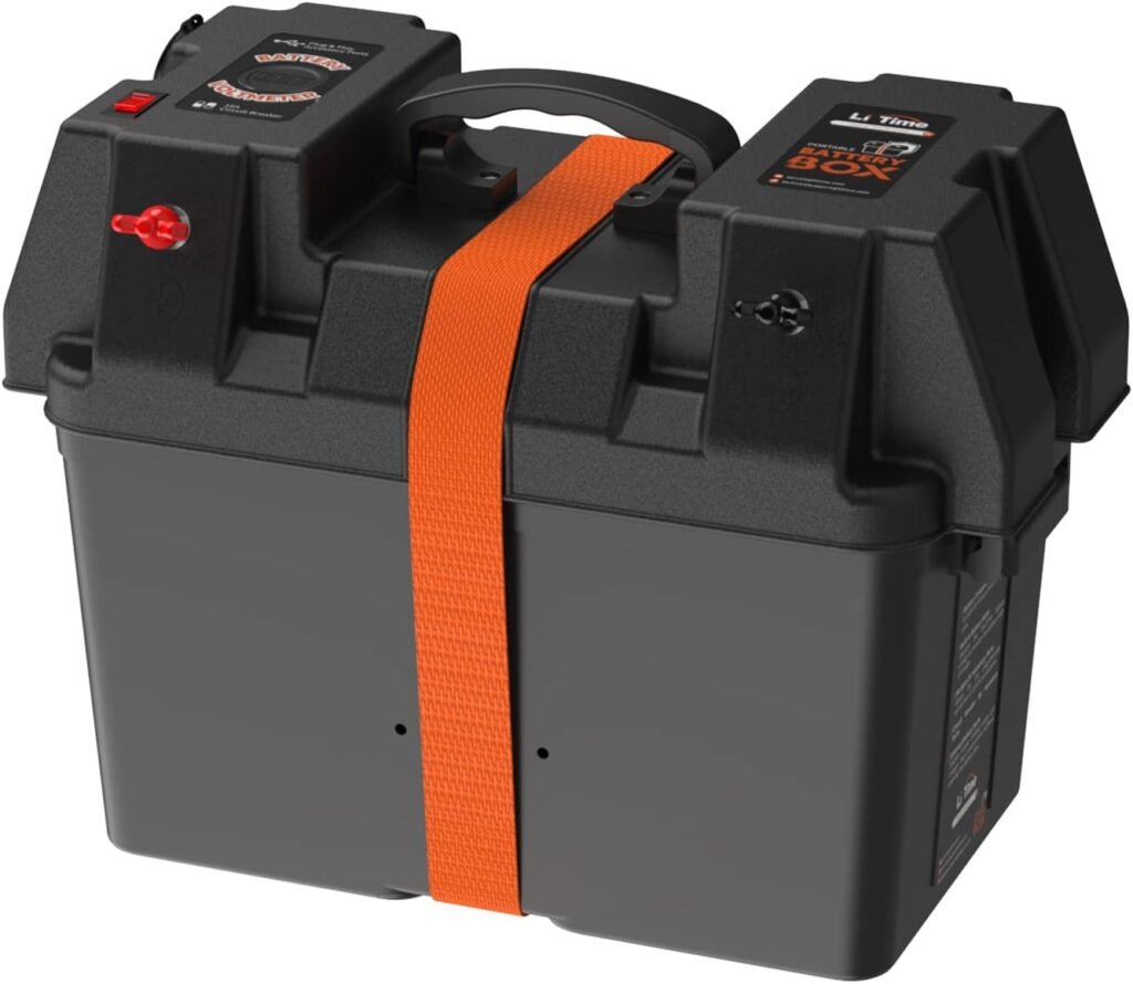 Litime Portable Battery Box Fits Group/27/31 Size Batteries for Boats, Marine, RV, Trailer, Trolling Motor Includes Volt Accessory Socket, Built-in Voltmeter Litime Portable Battery Box Fits Group/27/31 Size Batteries for Boats, Marine, RV, Trailer, Trolling Motor Includes Volt Accessory Socket, Built-in Voltmeter