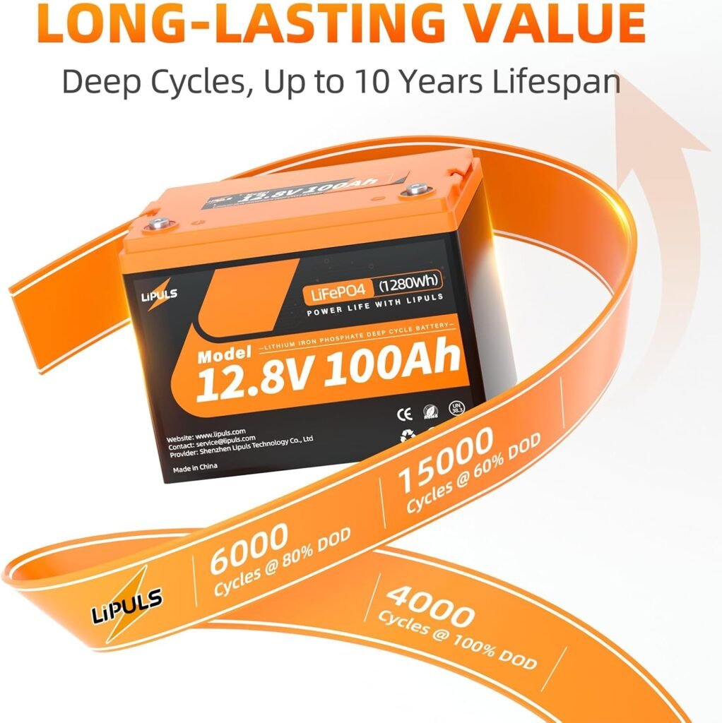 12V 100Ah LiFePO4 Battery (1Pack), Group Lithium Battery, UP to Cycles, Built-in 100A BMS, Max.1280Wh Energy, Perfect for Trolling Motor, RV, Solar System, Home Energy Storage 12V 100Ah LiFePO4 Battery (1Pack), Group Lithium Battery, UP to Cycles, Built-in 100A BMS, Max.1280Wh Energy, Perfect for Trolling Motor, RV, Solar System, Home Energy Storage