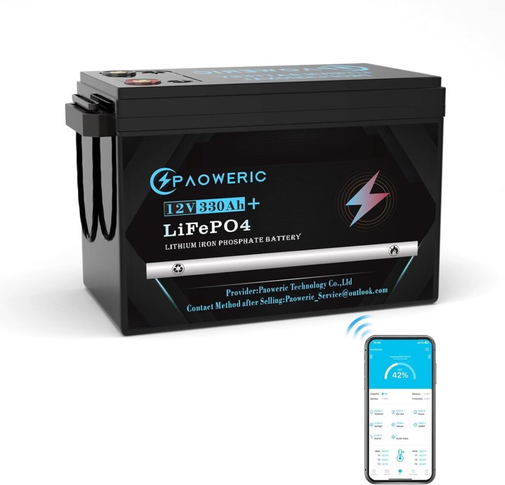 12V 300Ah/330Ah LiFePO4 Battery Built-in 200A BMS,Rechargeable Lithium Battery, Perfect for Solar systerm,RV,Camping,Battery Backup,Marine and Home Energy Storage