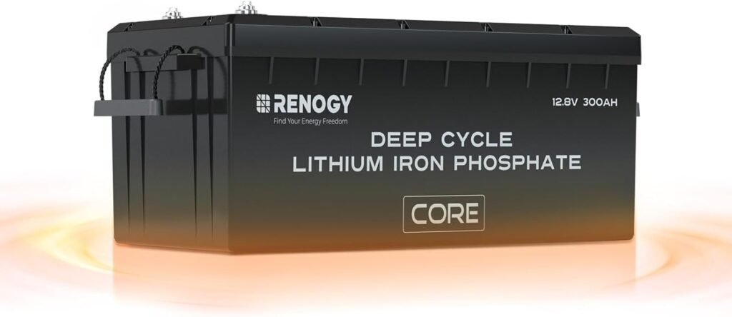 RENOGY REGO Lithium Battery Self-Heating 12V 300Ah LiFePO4 Battery with BMS, EV-Grade Battery Cells, Over Cycles, IP65, Expandable Deep Cycle Power for Trolling Motors, Marine and Off-Grid