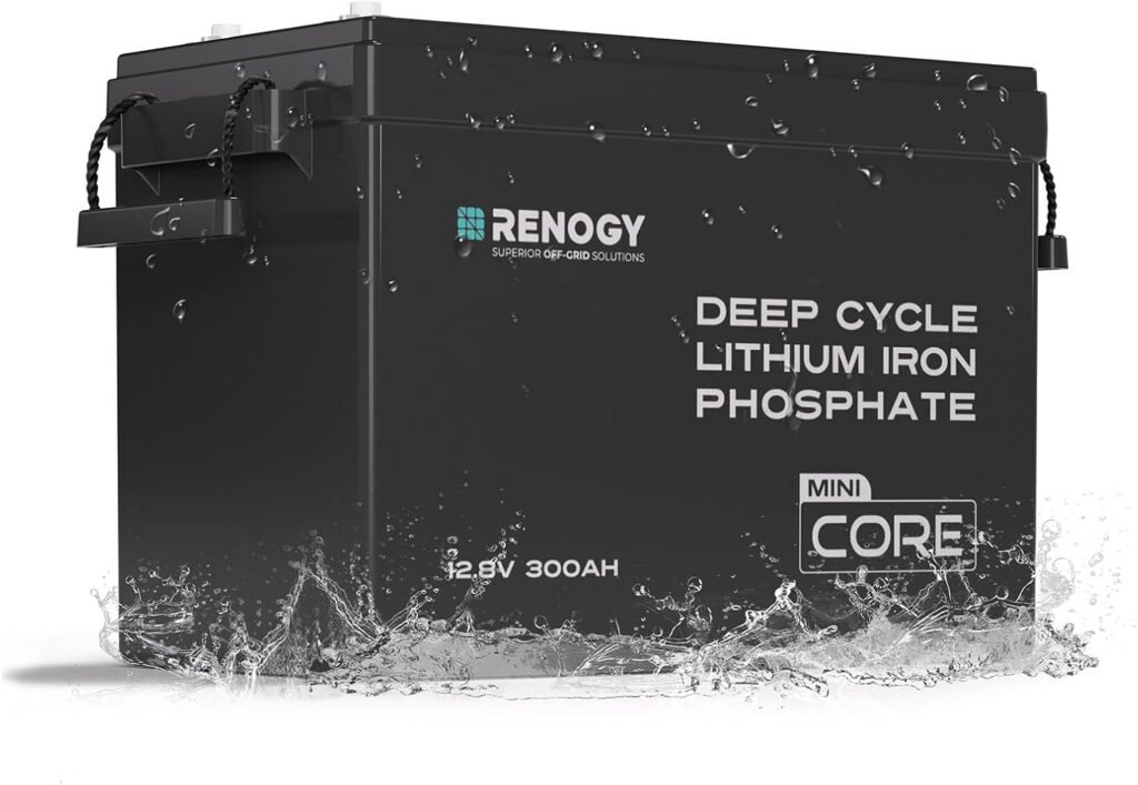 RENOGY REGO Lithium Battery 12V 300AH LiFePO4 Battery, 200A BMS 5000+ Deep Cycle Life, High/Low Temp Protection, 15.12x7.64x9.96 Mini Size, Lightweight Compact for RV, Cabin, Marine, Home Storage