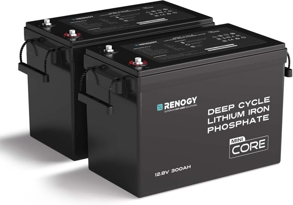 RENOGY REGO Lithium Battery 12V 300AH LiFePO4 Battery, 200A BMS 5000+ Deep Cycle Life, High/Low Temp Protection, 15.12x7.64x9.96 Mini Size, Lightweight Compact for RV, Cabin, Marine, Home Storage